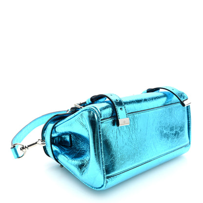 Mulberry Metallic Crinkled Calfskin Mini Alexa Portobello Blue 4 of 9