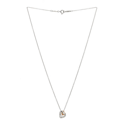 Tiffany Sterling Silver 18K Rose Gold Elsa Peretti Extra Mini Double Open Heart Pendant Necklace 3 of 5