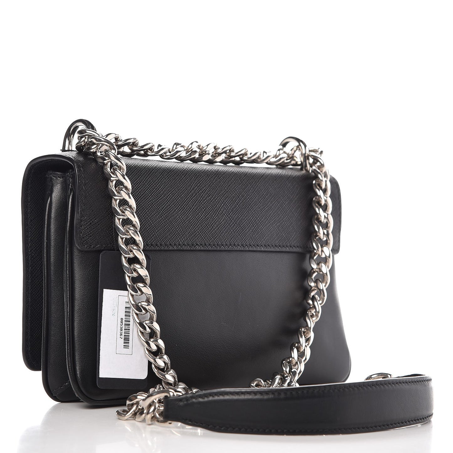 Saffiano Soft Calf Chain Crossbody Bag Black