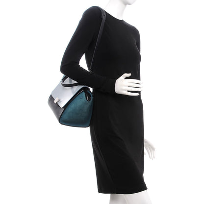 Celine Spazzolato Calfskin Nubuck Small Tri-color Trapeze Blue 2 of 7
