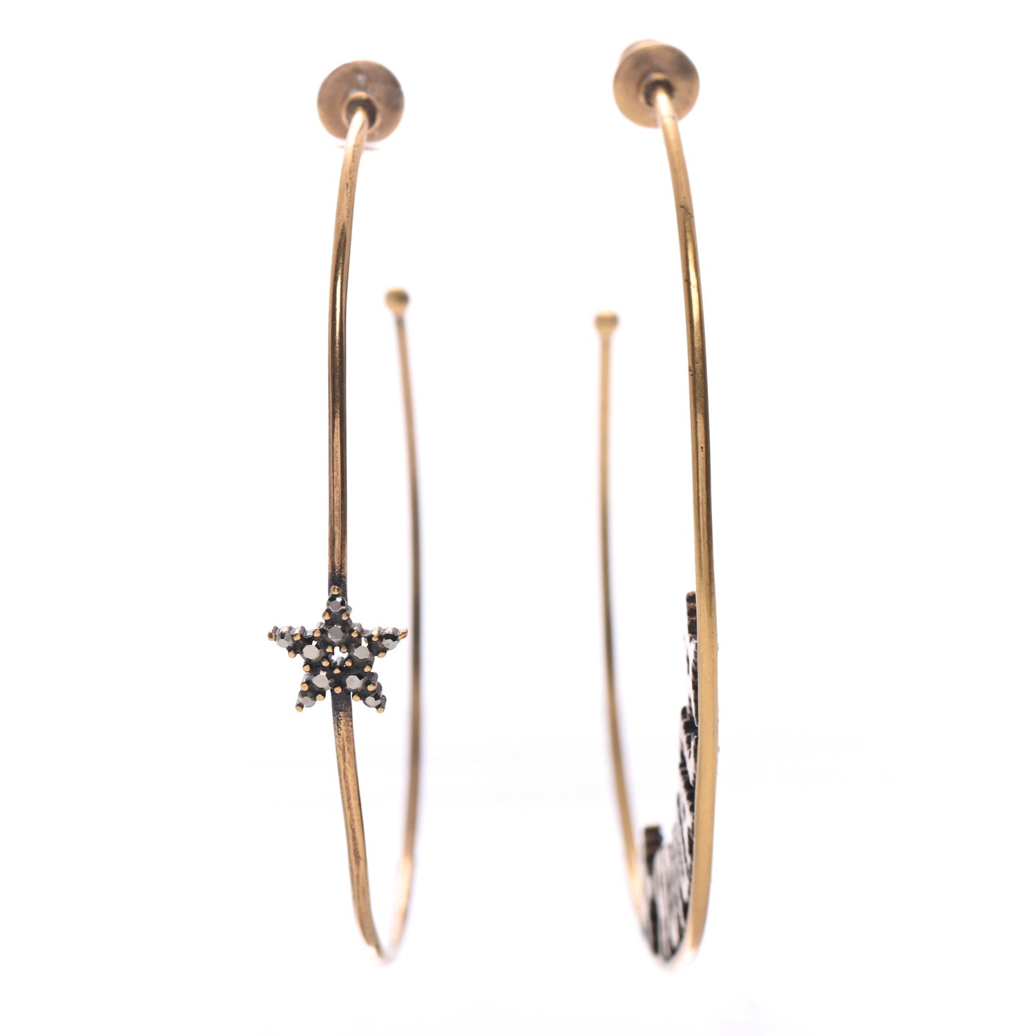 Christian Dior Metal Crystal J'Adior Hoop Earrings Aged Gold 1 of 5