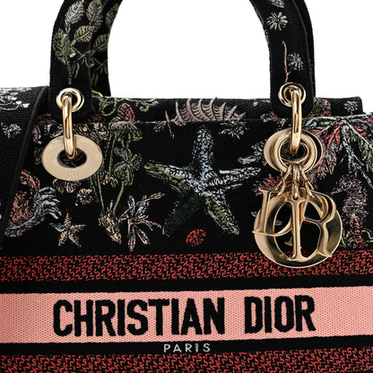 Christian Dior Canvas Cabinet De Curiosites Embroidered Medium Lady D-Lite Black Multicolor 8 of 12