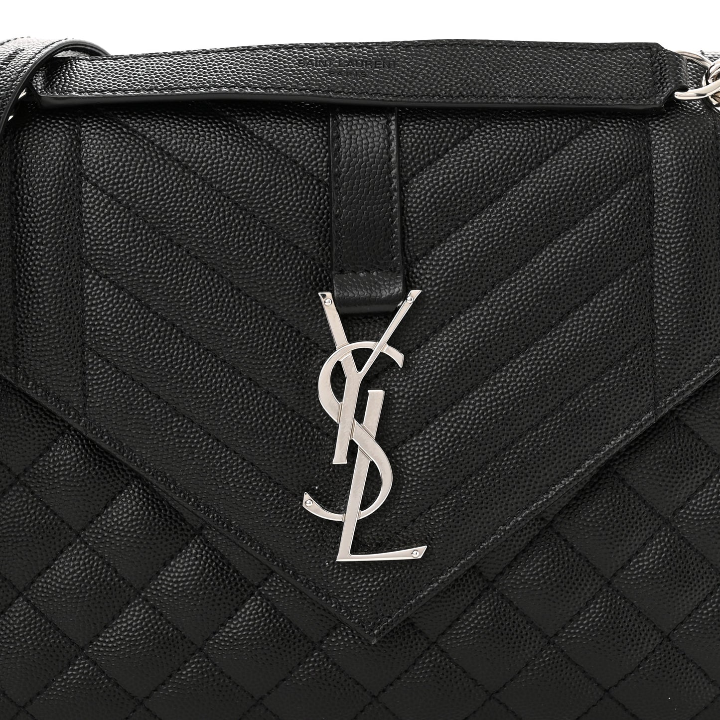 Grain De Poudre Textured Mixed Matelasse Triquilt Medium Monogram Satchel Black