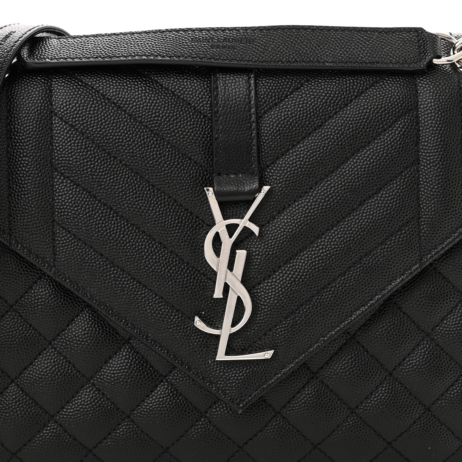 Saint Laurent Grain De Poudre Textured Mixed Matelasse Triquilt Medium Monogram Satchel Black 7 of 10