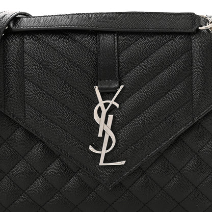 Saint Laurent Grain De Poudre Textured Mixed Matelasse Triquilt Medium Monogram Satchel Black 7 of 10
