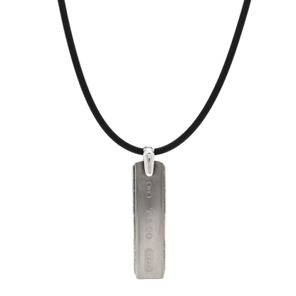 Tiffany Sterling Silver Titanium 1837 Bar Pendant Cord Necklace 1 of 4