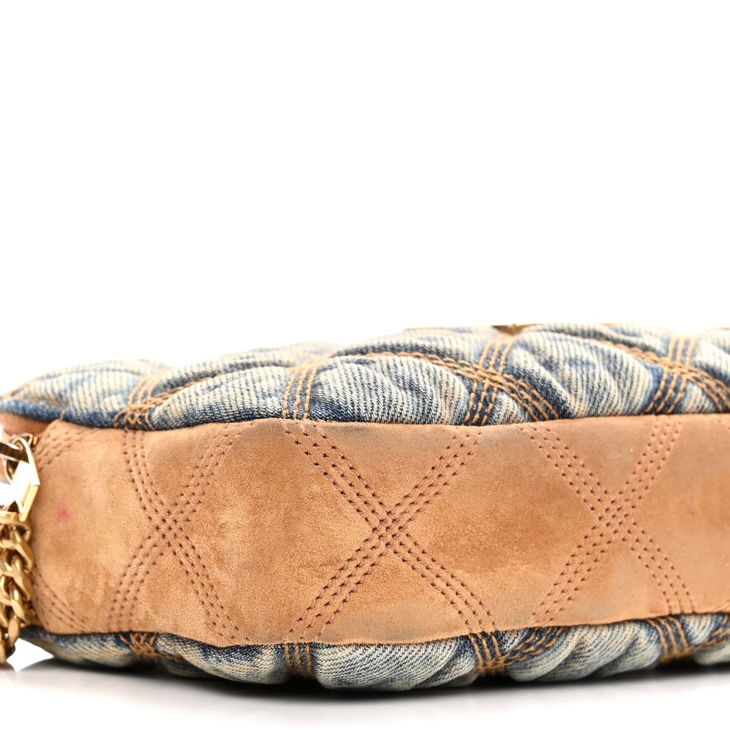 Suede Denim Quilted Mini Becky Double Zip Bag Blue Cinnamon