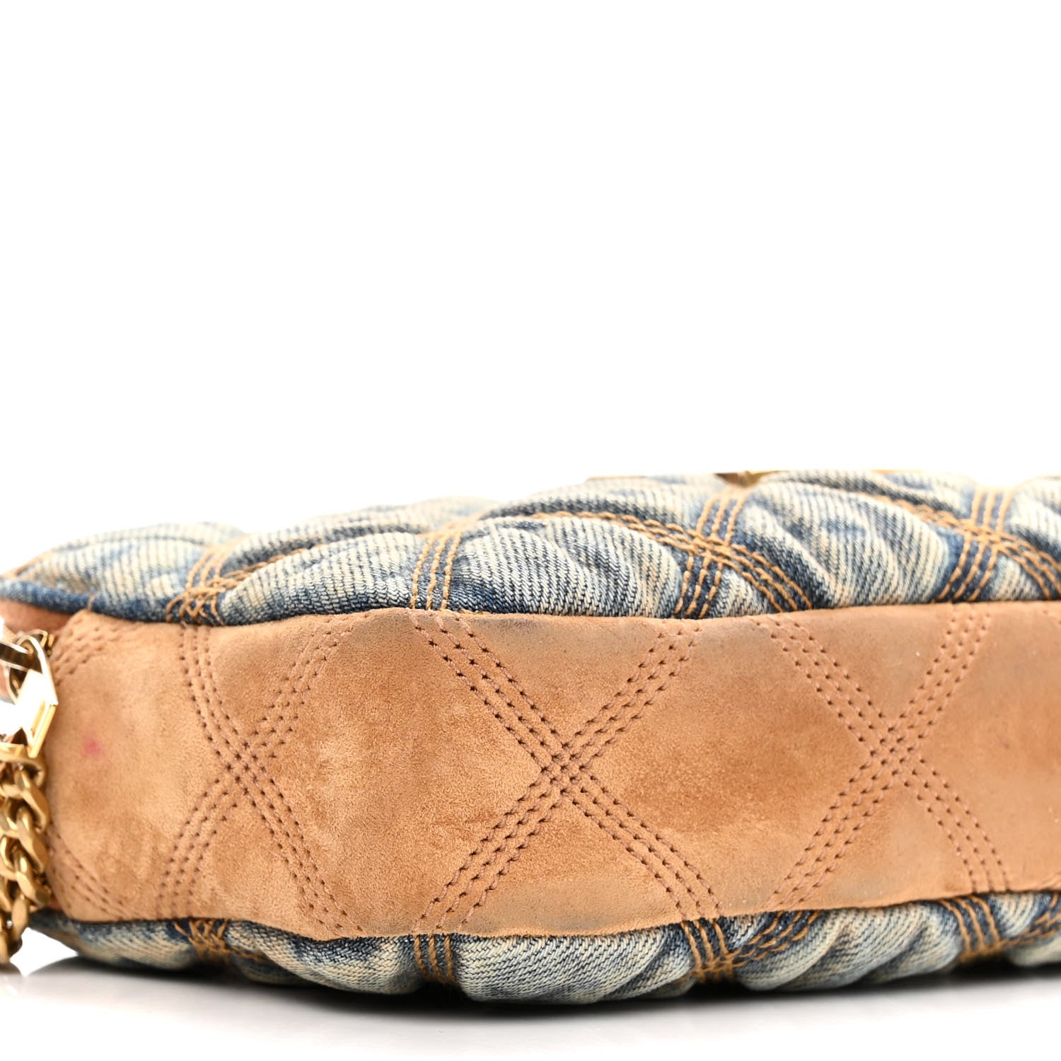 Saint Laurent Suede Denim Quilted Mini Becky Double Zip Bag Blue Cinnamon 11 of 15