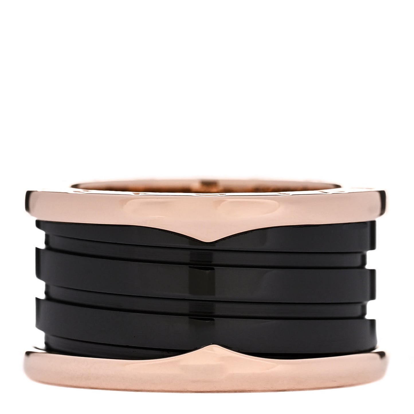 18K Rose Gold Black Ceramic B.Zero1 Four-Band Ring 55 7.25