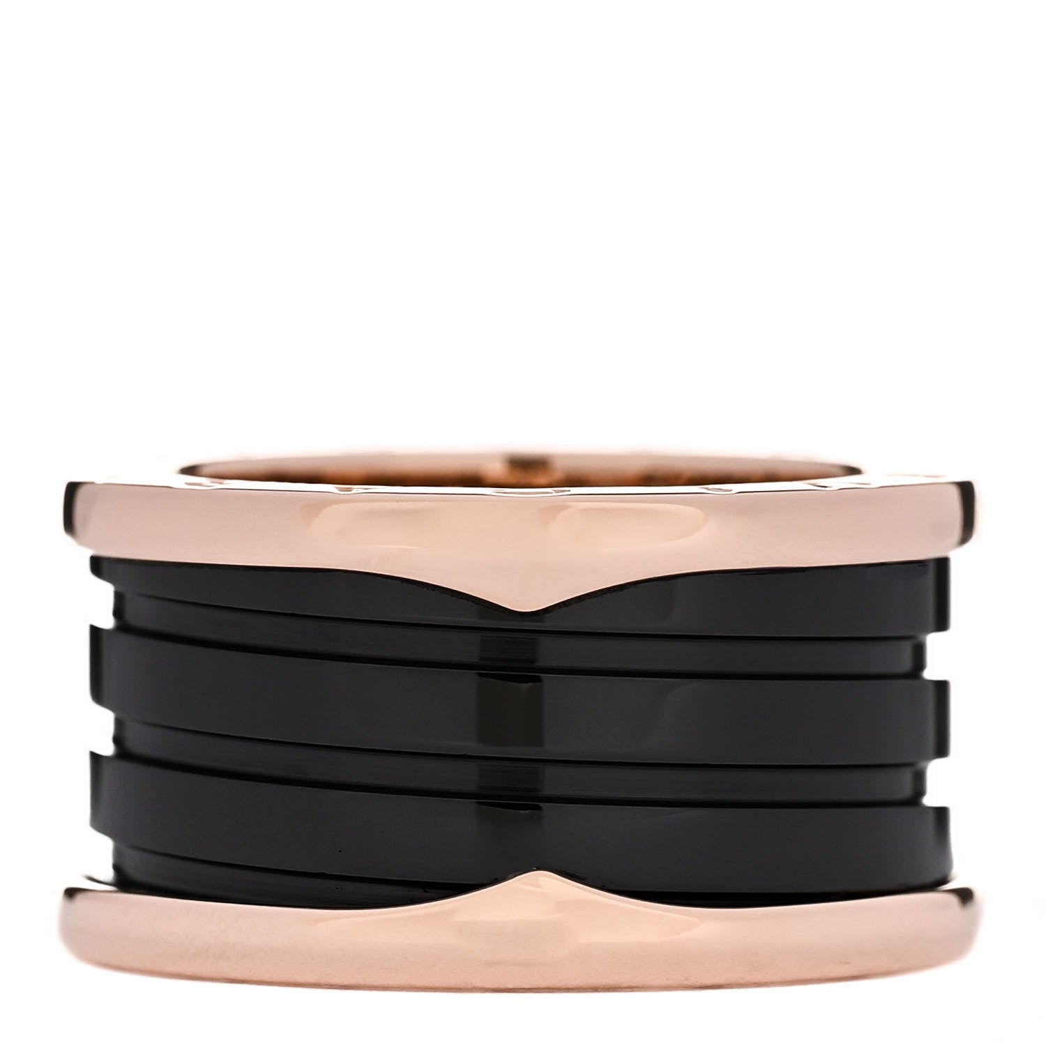 Bulgari 18K Rose Gold Black Ceramic B.Zero1 Four-Band Ring 55 7.25 1 of 6