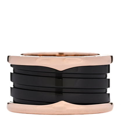 Bulgari 18K Rose Gold Black Ceramic B.Zero1 Four-Band Ring 55 7.25 1 of 6