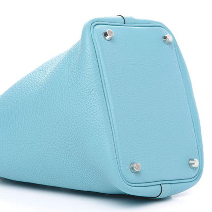 Hermes Taurillon Clemence Picotin Lock 18 PM Bleu Atoll 5 of 9