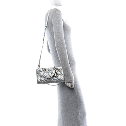 Christian Dior Metallic Lambskin Cannage Medium Lady D-Joy Silver 3 of 11