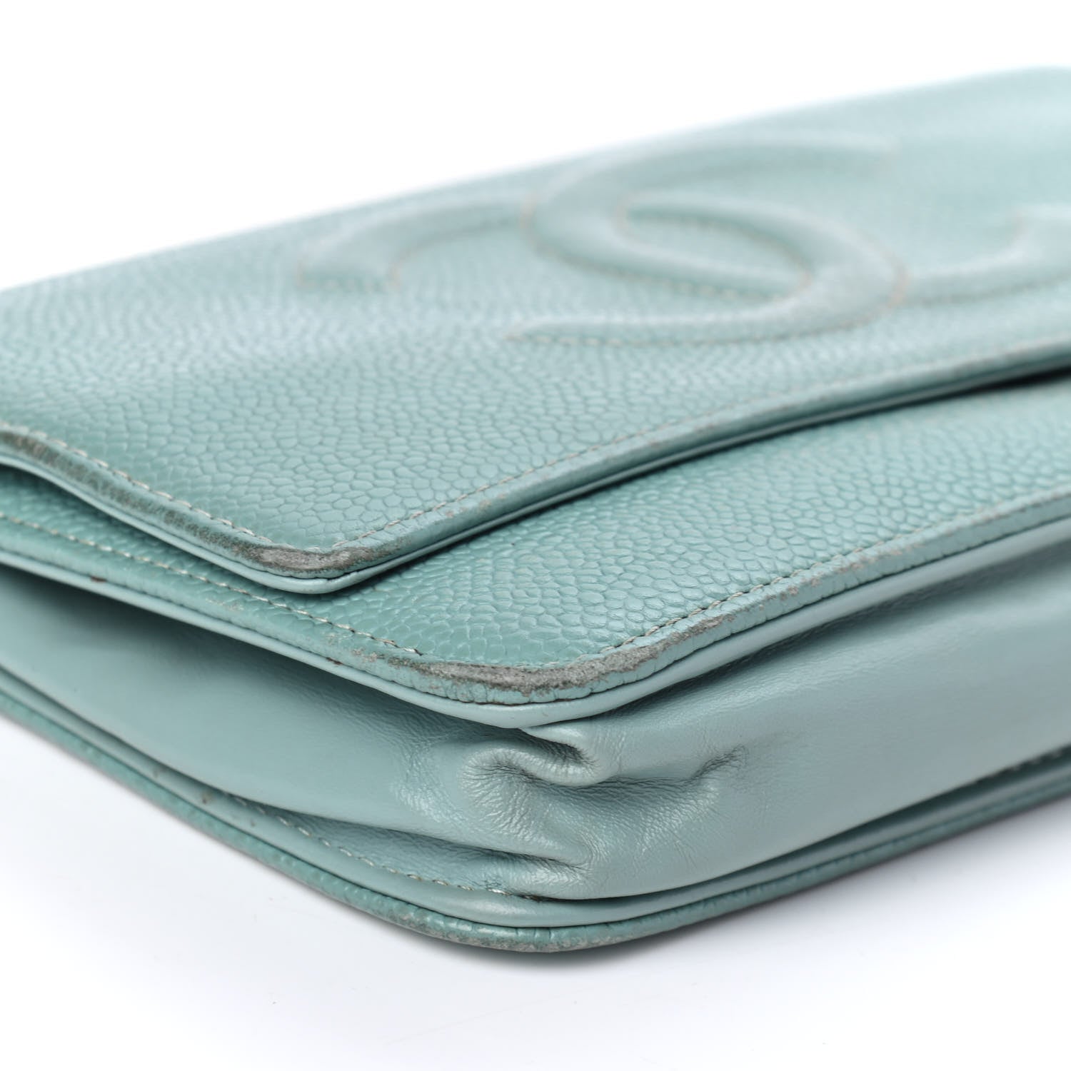 Chanel Caviar Timeless CC Wallet On Chain WOC Light Green 4 of 5