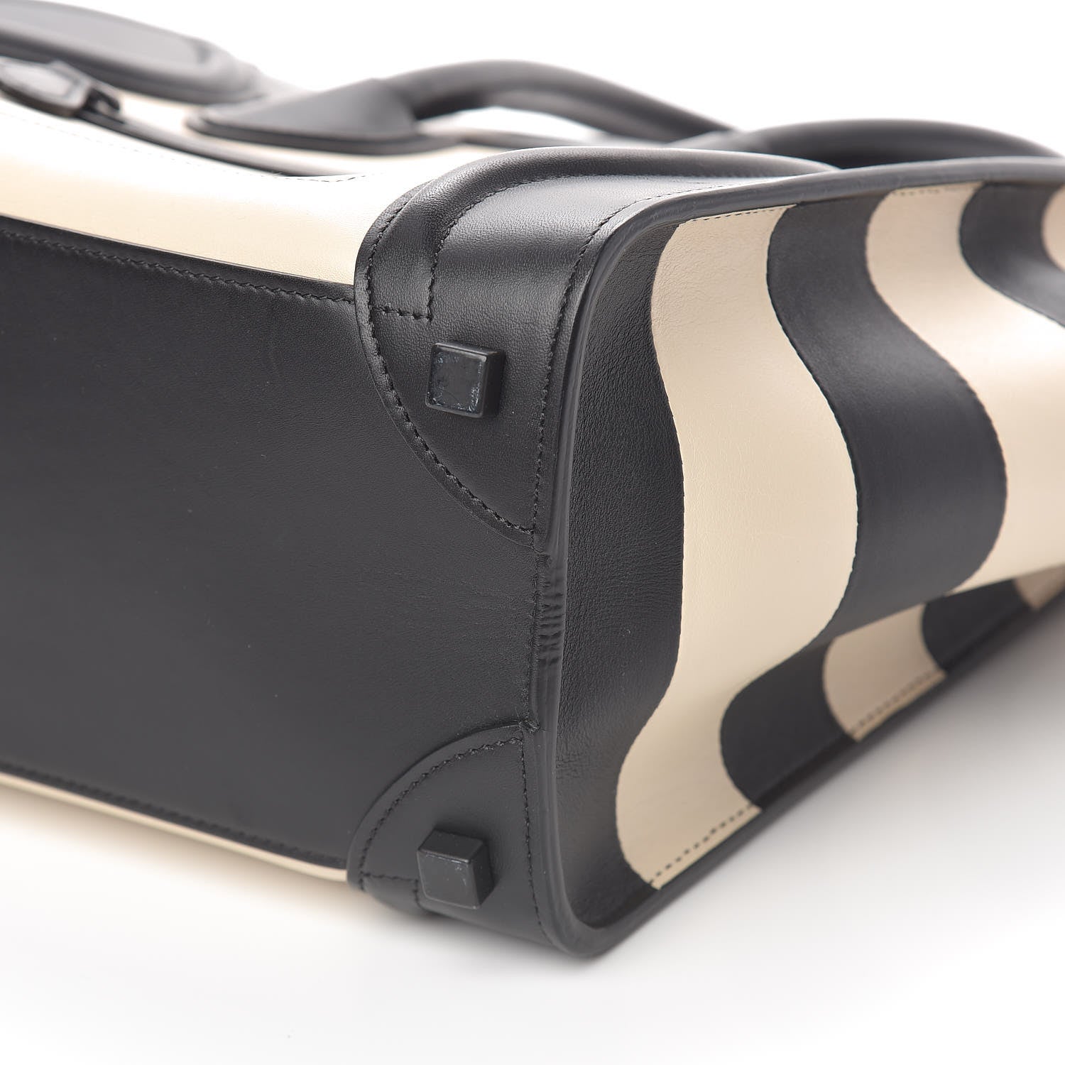 Celine Smooth Calfskin Bi-Color Striped Micro Luggage Black 9 of 10