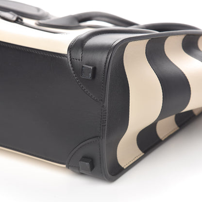Celine Smooth Calfskin Bi-Color Striped Micro Luggage Black 9 of 10