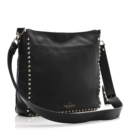 Valentino Garavani Pebbled Calfskin Large Rockstud Flip-Lock Messenger Bag Black 3 of 10