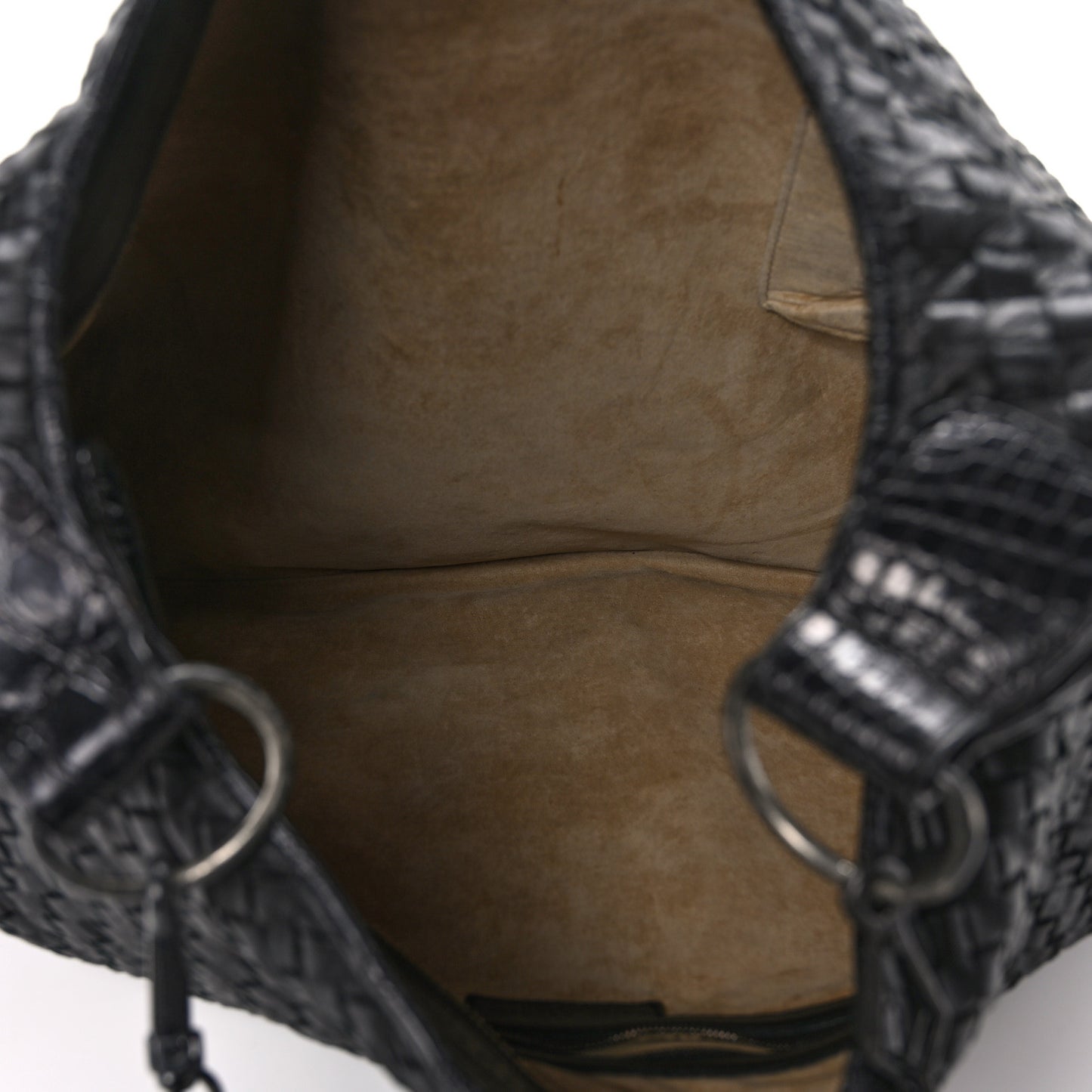 Nappa Intrecciato Alligator Hobo Black