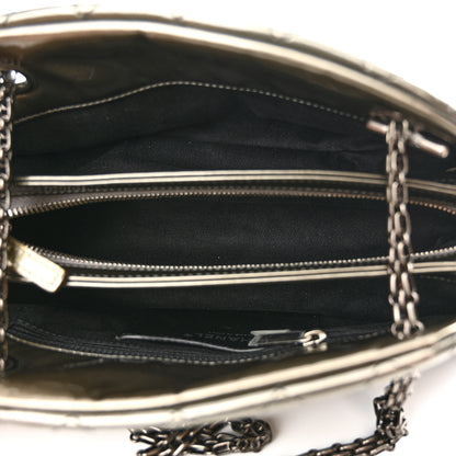 Chanel Patent Quilted Small Just Mademoiselle Bowling Bag Grey Black 4 of 9