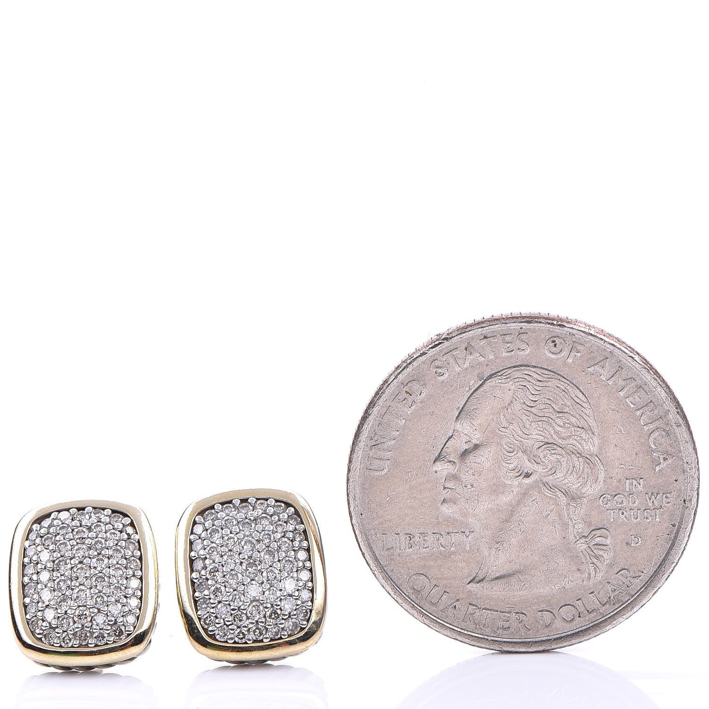 Sterling Silver 18K Yellow Gold Diamond Noblesse Stud Earrings