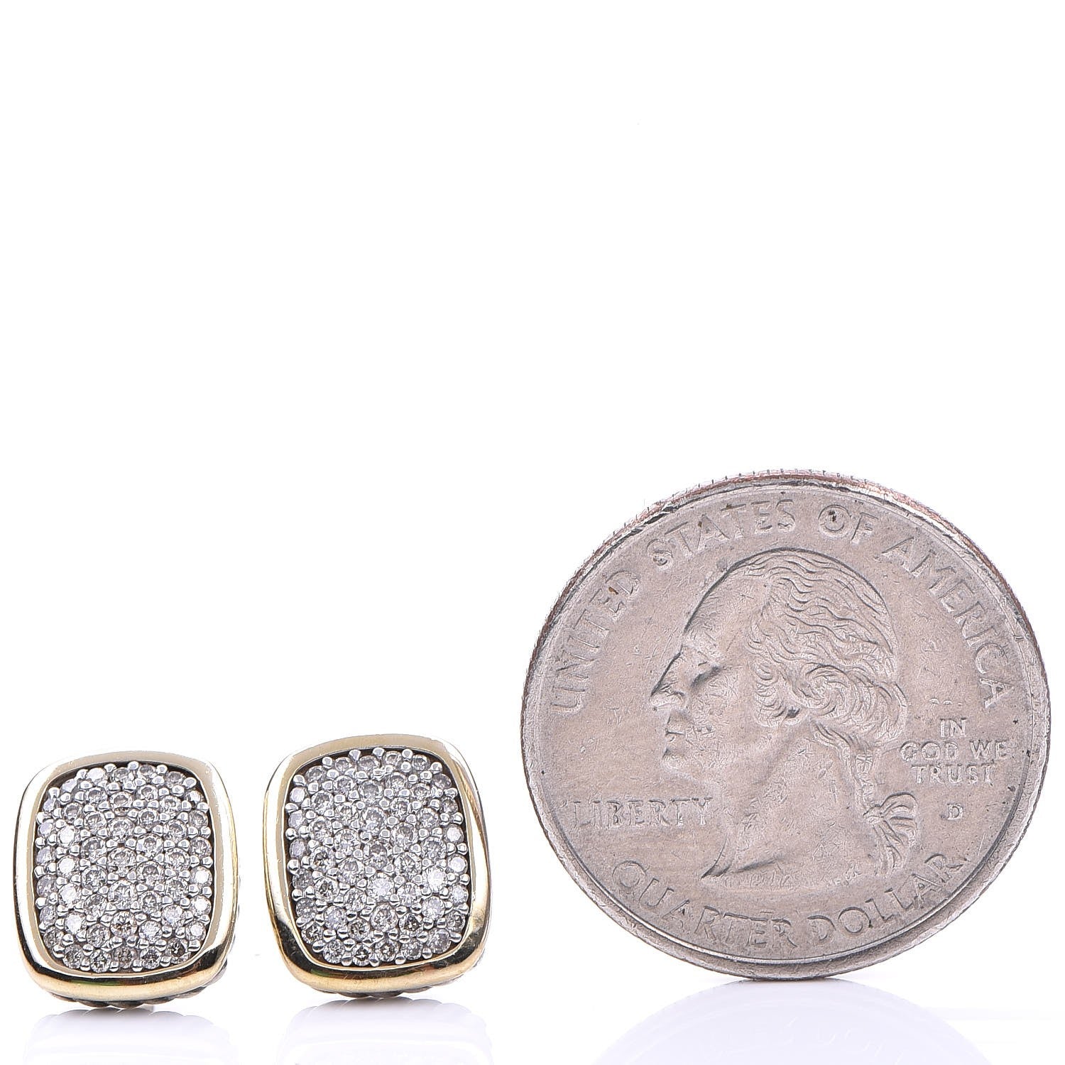 David Yurman Sterling Silver 18K Yellow Gold Diamond Noblesse Stud Earrings 2 of 4