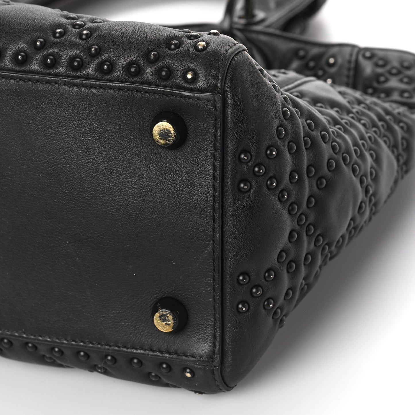 UItra Matte Calfskin Cannage Studded Medium Supple Lady Dior Black