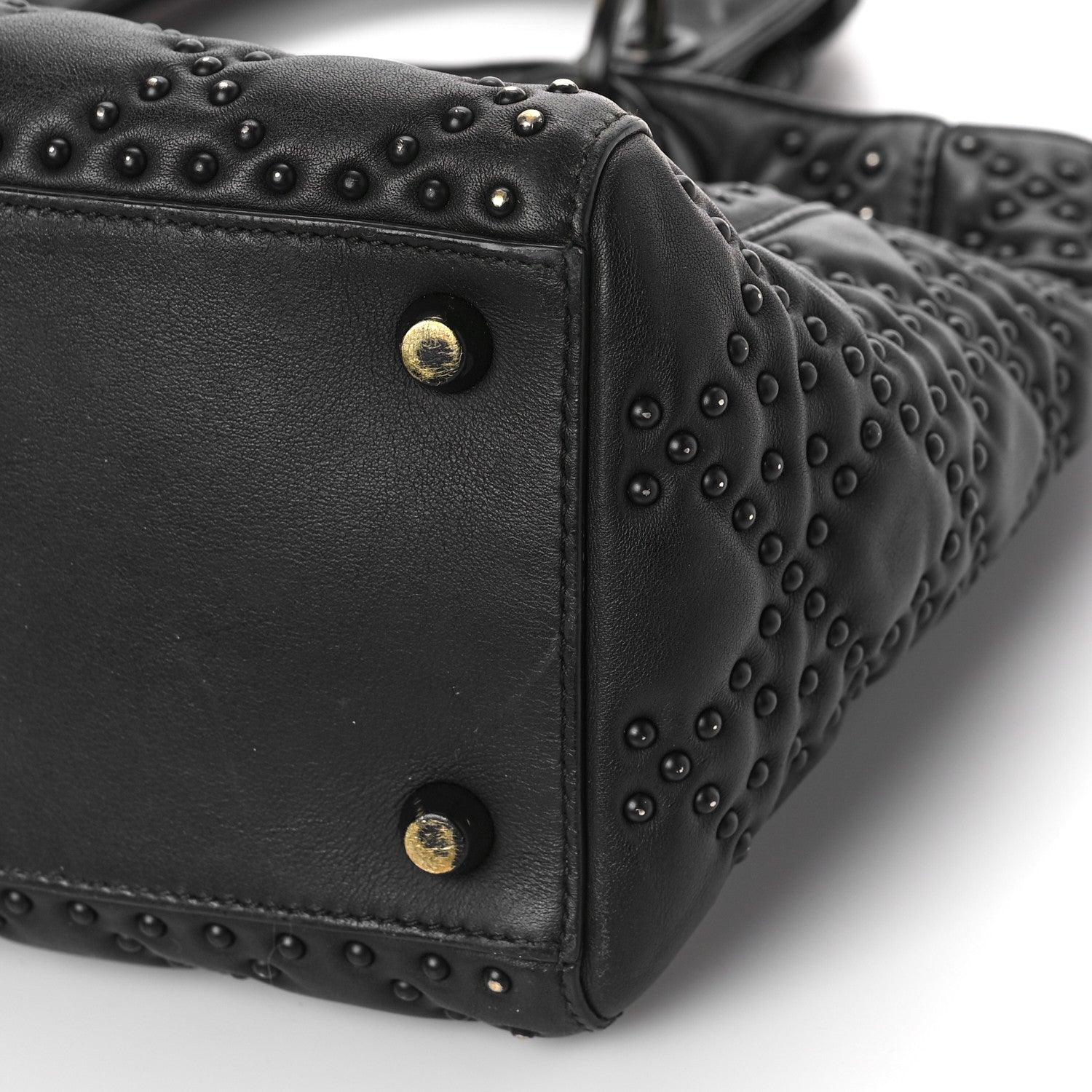 Christian Dior UItra Matte Calfskin Cannage Studded Medium Supple Lady Dior Black 6 of 10