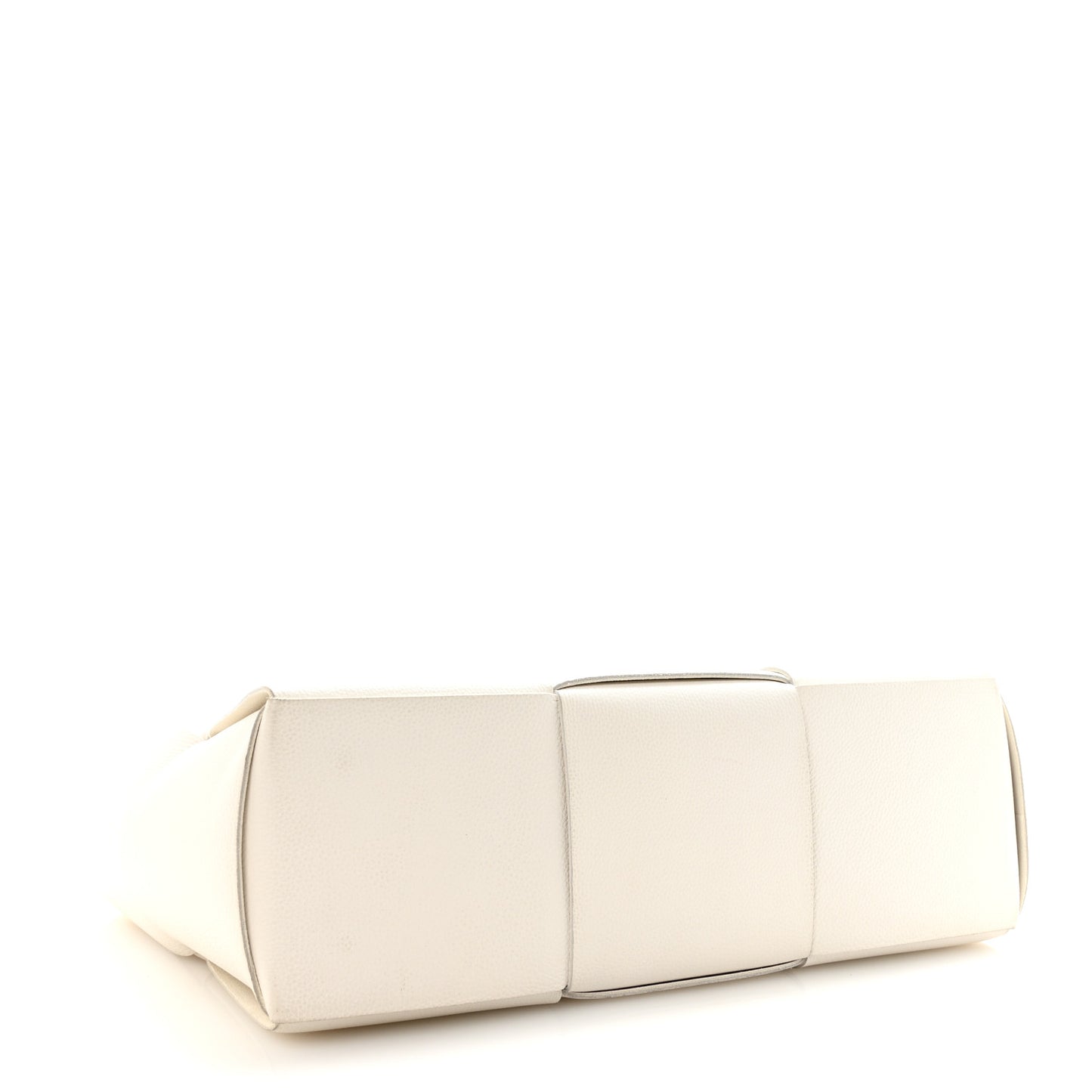 Grained Calfskin Maxi Intrecciato Medium Arco Tote White