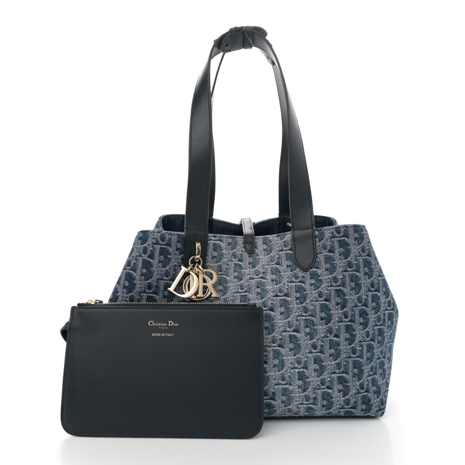 CHRīSTIāN DIōR トートバッグ ネイビー Christian Dior Denim Jacquard Oblique Medium Toujours Blue 1682418