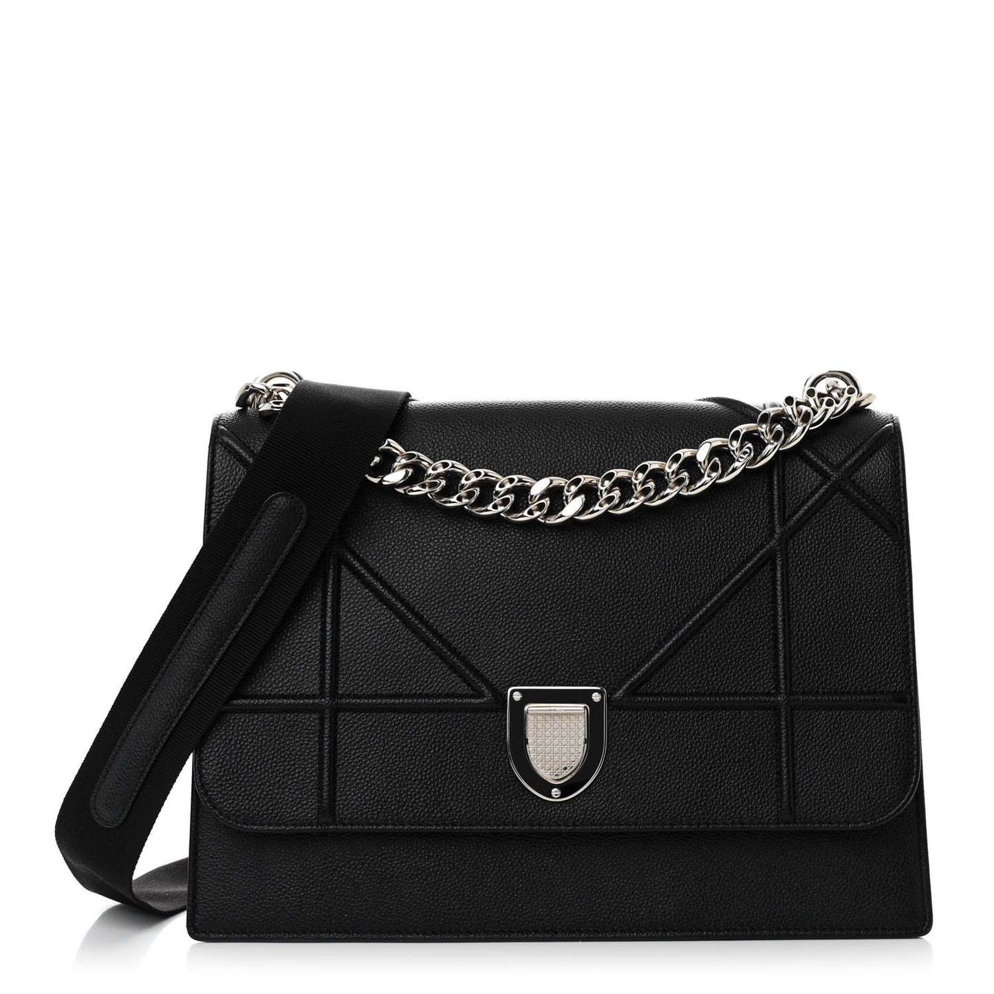 Grained Calfskin Diorama Satchel Black