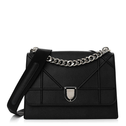 Christian Dior Grained Calfskin Diorama Satchel Black 1 of 17