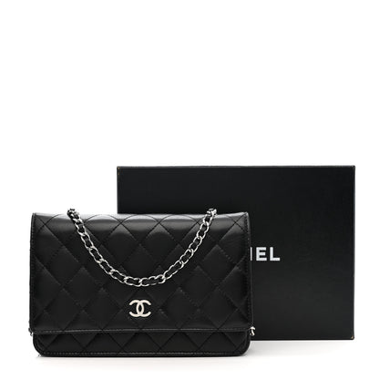Chanel Lambskin Quilted Wallet On Chain WOC Black 12 of 12