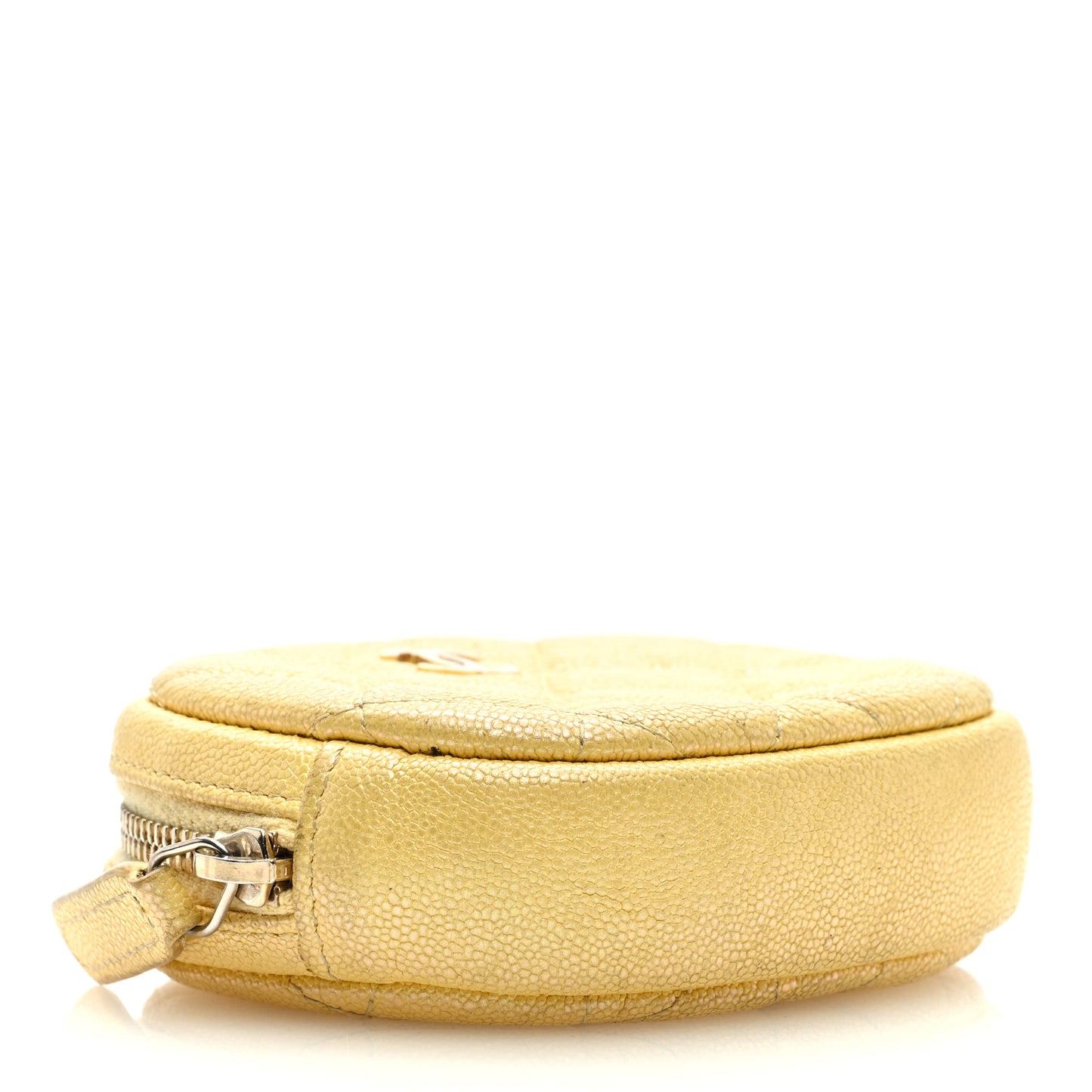 Iridescent Caviar Quilted Zip Around Classic Coin Purse Yellow