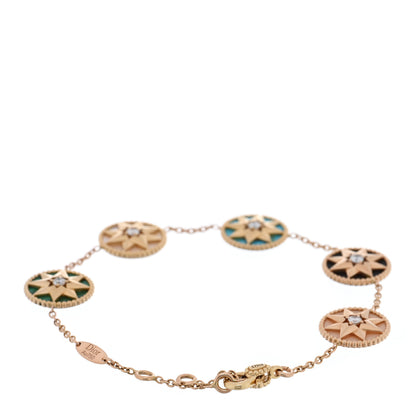 Christian Dior 18K Yellow Gold Diamond Multi Gemstone Rose Des Vents 5 Charm Bracelet 2 of 4