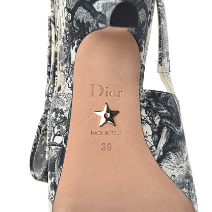Christian Dior Toile De Jouy Sweet D Slingback Pumps 39 Off White Black 6 of 10