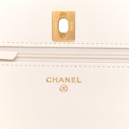 Chanel Lambskin Quilted CC Pearl Crush Wallet on Chain WOC White 6 of 12