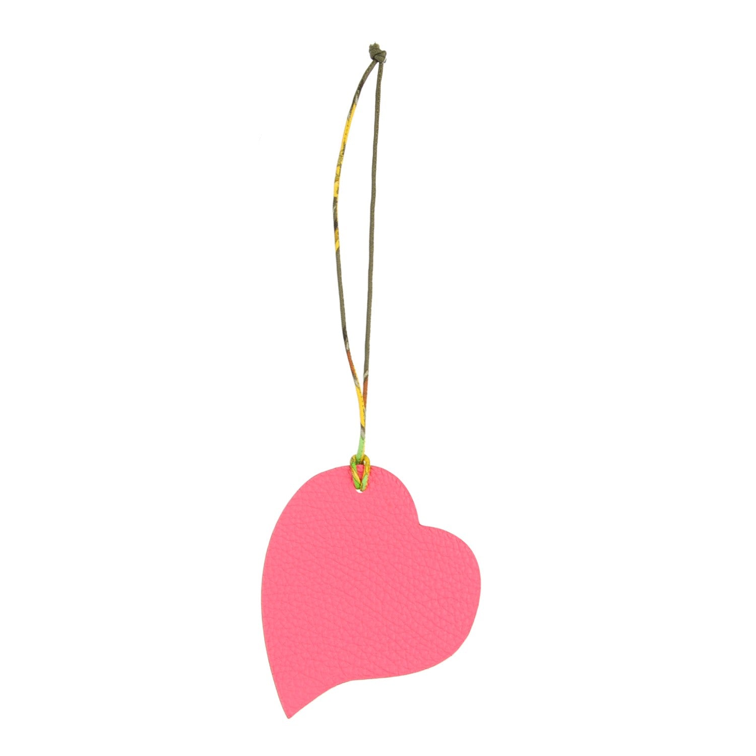 Hermes Togo Epsom Petit H Heart Bag Charm Rose Jaipur Feu 1 of 4