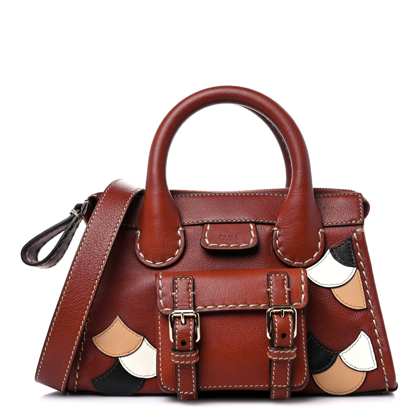 Buffalo Scallop Patchwork Mini Edith Sepia Brown