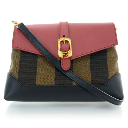 Fendi Canvas Pequin Pouchette Tobacco Red Black 1 of 9