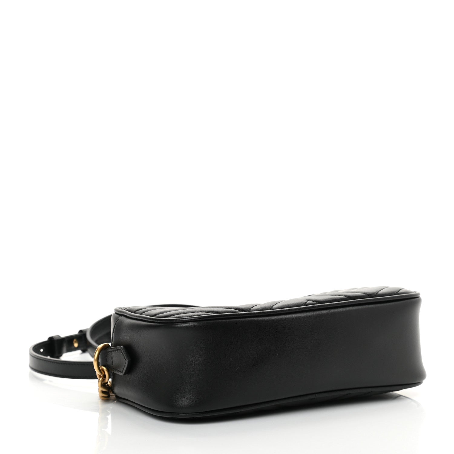 Gucci Calfskin Matelasse Small GG Marmont Chain Shoulder Bag Black 4 of 13