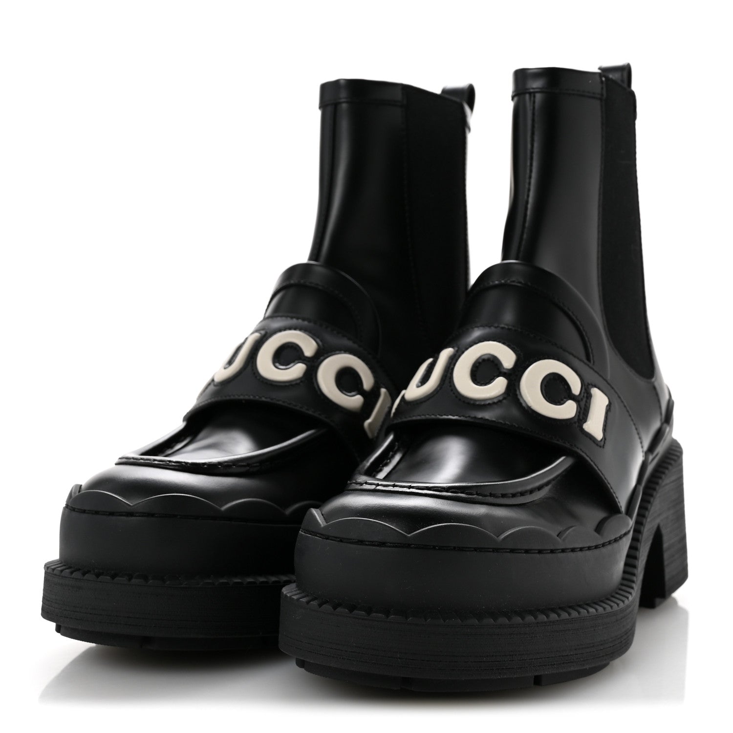 Gucci Calfskin Ornella Logo Ankle Boots 38 Black 4 of 10