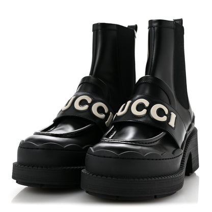 Gucci Calfskin Ornella Logo Ankle Boots 38 Black 4 of 10