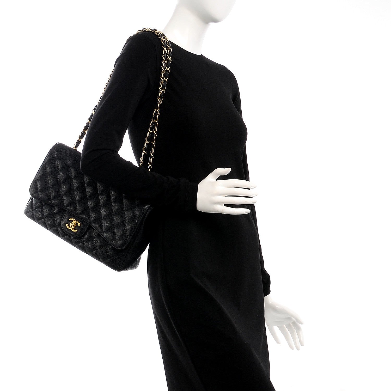 Chanel Caviar Quilted Jumbo Single Flap Black 2 of 7