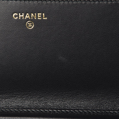 Chanel Lambskin Studded Wallet On Chain WOC Black 10 of 12