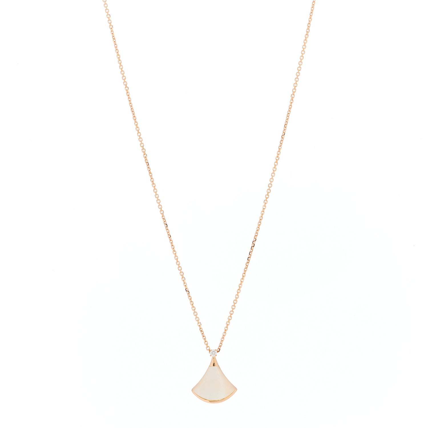Bulgari 18K Rose Gold Diamond Mother of Pearl Small Divas' Dream Pendant Necklace 1 of 9