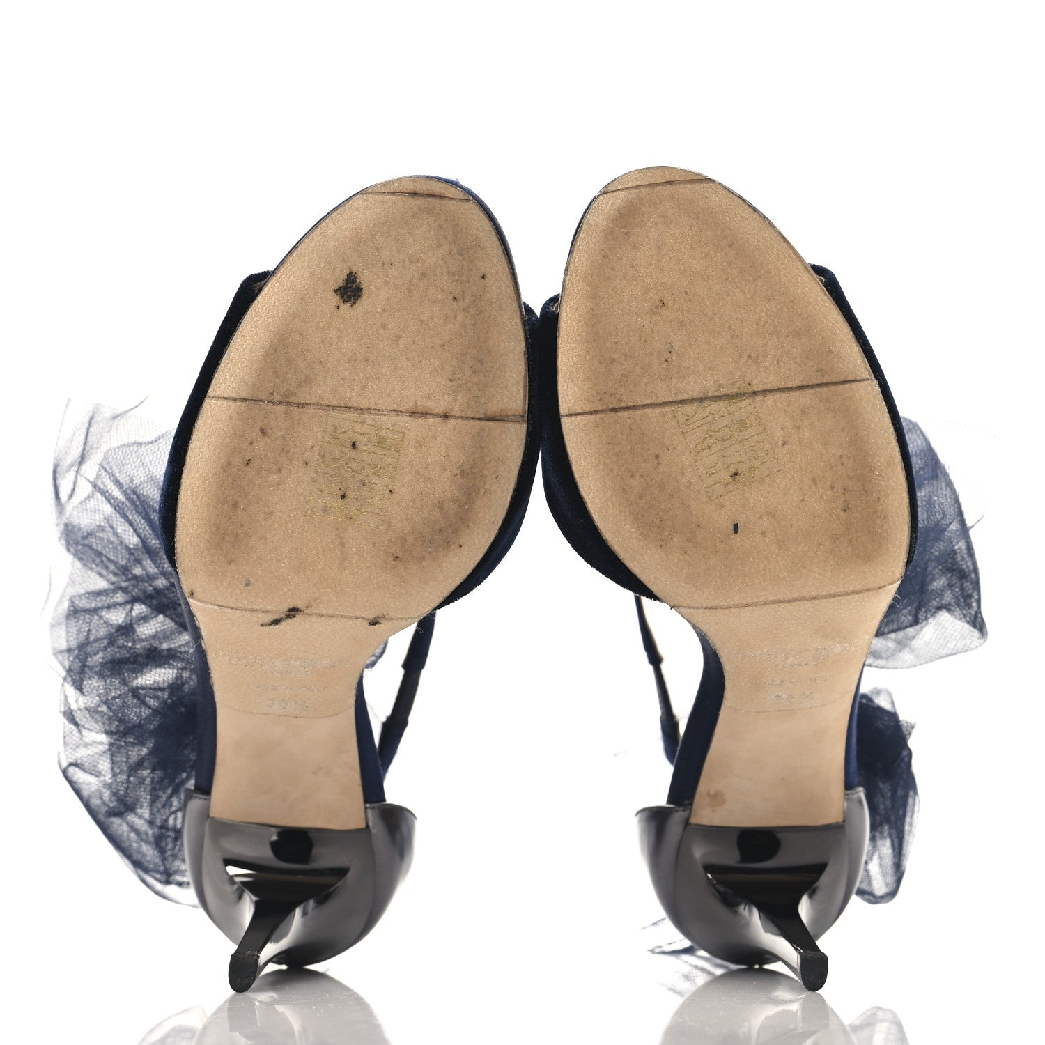 Jimmy Choo Velvet Lilyth Bow Sandals 38.5 Navy 6 of 10