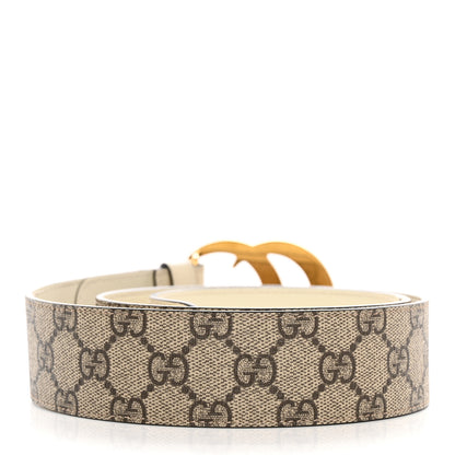 Gucci GG Supreme Monogram Matte Plutone Calfskin Double G 40mm Belt 85 34 Beige Ebony Mystic White 2 of 5