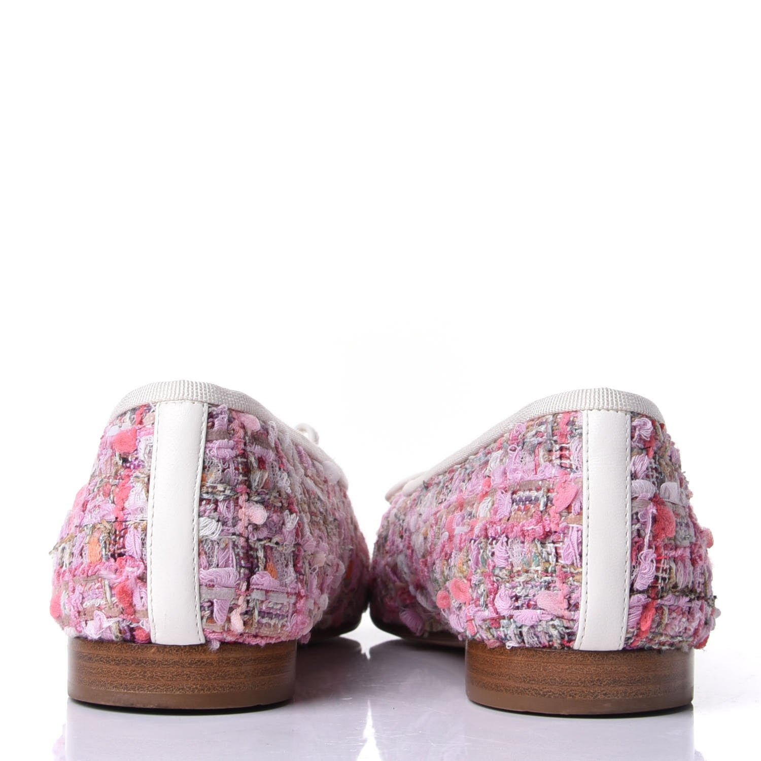 Chanel Tweed Calfskin Cap Toe Ballerina Flats 38 Pink 6 of 10