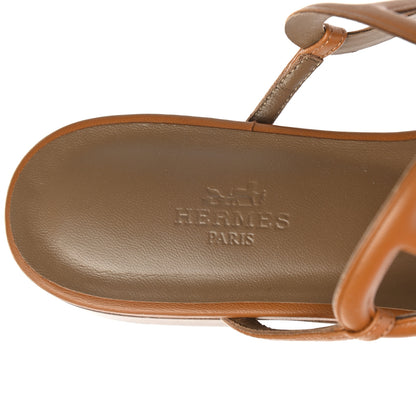 Hermes Nappa Womens Beach Sandals 37 Beige Dore 7 of 9