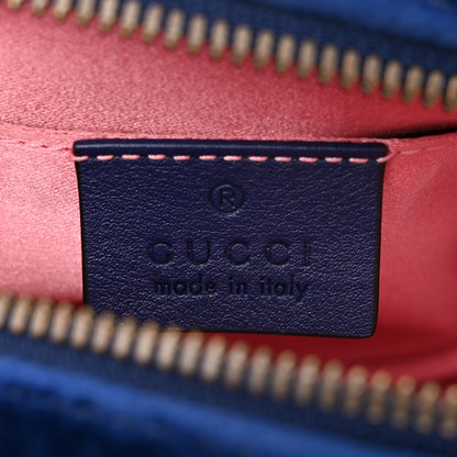 Gucci Velvet Matelasse GG Marmont Belt Bag 85 34 Cobalt Blue 6 of 13